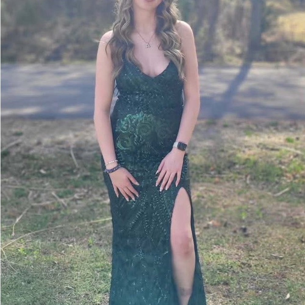 Emerald Green Maxi Dress with Slit
